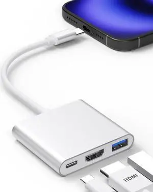 iPhone to HDMI Adapter for TV USB C to HDMI Converter for iPhone 15/16 Type C Digital AV HDMI Adapter with Fast PD Charging Compatible with iPhone15/16 MacBook Ipad Not Applicable to Lightning