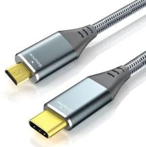 4K Micro HDMI to USB-C Cable 3FT 4K 60Hz & 18Gbps - Nylon Braided Adapter with Aluminum Connectors for Micro HDMI Source to USB-C Display MacBook/iPad Pro Mirroring (Office & Home Streaming)