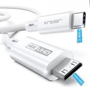 USB C to Mini HDMI Cable 3FT High Speed 4K Type C to Mini HDMI (4K@30Hz/2K@60Hz/1080P) Uni-Directional Cord Compatible with Portable Monitor Steam Deck Laptop Phone MacBook iPad