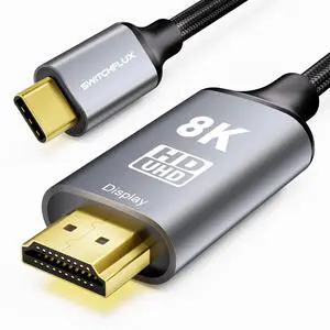 USB C to HDMI 2.1 Cable 6Ft (8K@60Hz 4K@144Hz 2K@240Hz) Type-C to HDMI Braided Cord [Thunderbolt 3/4/5 Compatible] for iPhone 15 Series MacBook Pro/Air iPad Pro Surface  HP