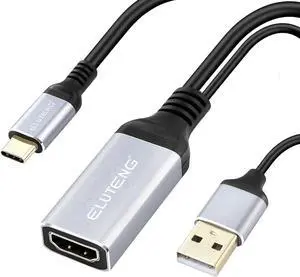 HDMI Female to USB C Male Adapter 4K@60Hz Portable HDMI Input to Type C Output Converter Cable Thunderbolt 3 Adapter Compatible for  Surface PS5 NReal Air MacBook Pro
