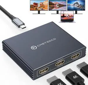 USB C to HDMI Splitter for 3 Monitors with 100W PD 4K@60Hz USB-C to 3 HDMI Adapter 1 in 3 Out Support Extended Mode on Windows for Thunderbolt 3 or Above Port