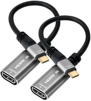4K USB C to HDMI Adapter 2 Pack Type-C Male (Source) to HDMI Female (Screen) Converter Connector [Thunderbolt 3/4 Compatible] for iPhone16 Series MacBook Pro Air iPad Pro Galaxy 24-0.6 Feet