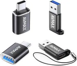 USB Adapter 4Pack High-Speed Data Transfer USB Type C Male to USB Female 3.0 OTG Adapter for iMac MacBook iPhone 16 15 iPad  Surface  (Black1)