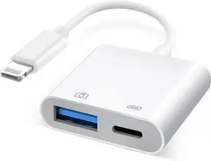 [ MFi Certified] Lightning to USB Camera Adapter with Charging Port Portable USB 3.0 Female OTG Cable for iPad to Connect Card Reader USB Flash Drive Compatible for iPhone iPad