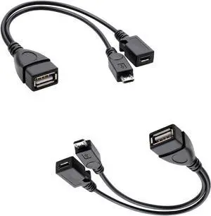 2-in-1 Micro USB to USB Adapter (OTG Cable + Power Cable)