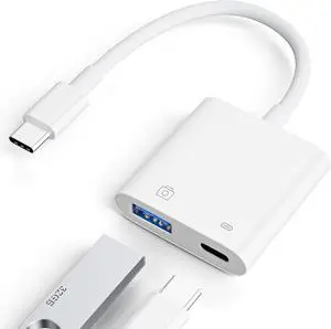 USB C to USB Adapter Thunderbolt 3 to USB 3.0 OTG Adapter with 30W PD Fast Charging Port for MacBook Pro/Air iPhone 16 Pro Max/16 Plus/16e/15  Galaxy S25/S24/S23 iPad Pixel Chromebook