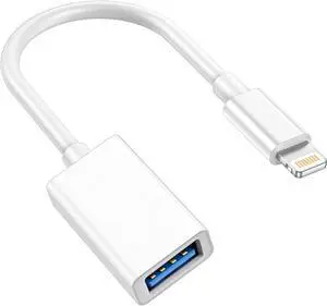 MFi Certified Lightning to USB Camera Adapter Compatible with iPhone iPad Lightning Male to USB Female OTG Data Sync Cable Converter for Camera Flash Drive Card Reader MIDI Keyboard Mouse
