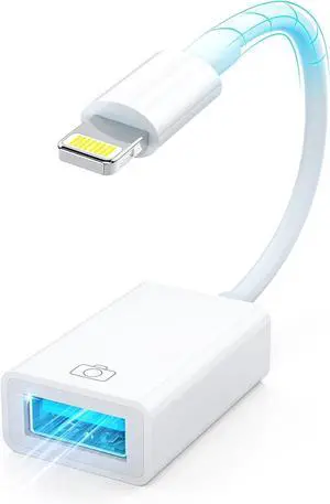 [ MFi Certified] Lightning to USB Camera Adapter Lightning to USB-A 3.0 Female Adapter OTG Data Sync Cable Converter for Select iPhone iPad Models Camera Card Reader Flash Drive MIDI Keyboard