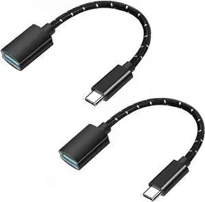 USB C to USB Adapter [2 Pack] Type C Male to USB Female OTG Cable Thunderbolt3 Adapter Compatible with iPhone 15 Pro/Max iPad MacBook Pro/Air  Galaxy S24/S23/S22/S21 Google Pixel