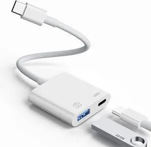 USB to USB C Adapter 5Gbps [MFi Certified] USB-C to USB Camera Adapter with 30W PD Charging USBC Male to USB A 3.0 Female OTG Adapter Compatible with iPhone 16 15//MacBook/iPad Thunderbolt 4/3
