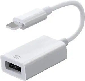 USB OTG Adapter for iPhone/iPad - Supports Connection to USB Flash Drive Card Reader & Camera for Data Sync
