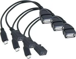 3PCS 20cm 2 in 1 Cable Micro USB Male to USB Female OTG Cable OTG Adapter Cable for Android and Windows