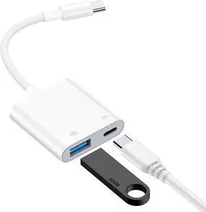 USB to USB C Camera Adapter with Charging Port for  Galaxy Z Fold 7 Z Flip 7 S25 Ultra USB Female OTG Adapter for Android iPhone 16e 16 15 MacBook Pro Air Support Card Reader/Flash Drive/Mouse