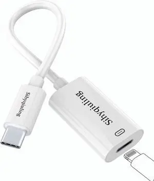 Lightning to USB C Adapter Audio Headphone PD Fast Charging USB Type C Male to Lightning Female Earphone Converter Data Transfer Compatible with i-Phone 16/16Pro/15/15Pro i-Pad Pro MacBook