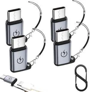 iPhone to USB C Adapter (4Pack) Type C Charger Connector Cable for iPhone 16 15 14 Plus Pro Max  S24 iPad Air Fast Charging and Data Transfer Not for Audio/Headphones/OTG