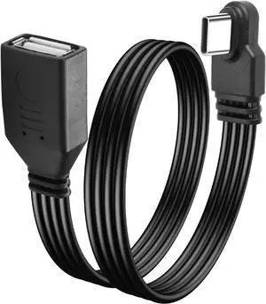 90 Degree USB C Male to USB A Female OTG Cable Right Angle Type C to USB Charge Cord Fast Charging and Data TransferFlat Flexible USB-C to USB-A 2.0 Cable for Phone Tablet Laptop 1Ft