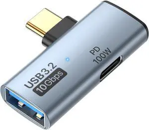2 in 1 USB C to USB 3.2 Adapter with 100W Charging Port USB C Male to USB Female Adapter OTG Converter for iPhone 16/15 Series MacBook iPad and More Type C Devices Grey
