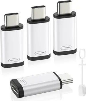 Lightning to USB C Adapter 4Pack NOT for Earbuds/Headphones/OTG USB-C to Lightning Adapter for iPhone 15/16 Pro/16 Pro Max/Plus Galaxy S24 iPad ONLY for 36W Fast Charging/Data Sync White/Black