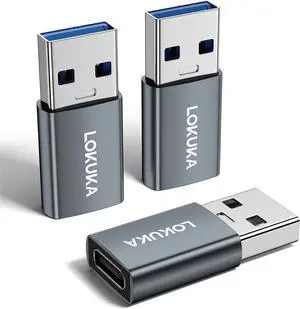 USB C to USB A Female Adapter (3 Pack) 5 Gbps USB 3.0 Female to USB Type C Male OTG Adapter Converter Compatible with MacBook  Surface Pad  Notebook Galaxy etc Gray