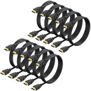 4K HDMI Cable 6.6 FT 10-Pack Shielded HDMI 2.0 Cable Computer HDMI TV Cable-4K for HDR HDCP 2.2 & 2.3 3D for Computer Monitor TV PS4 PS5 and More