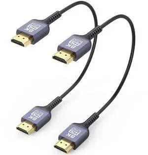 8K Thin HDMI Cable 1FT 2-Pack 48Gbps Ultra Slim HDMI Cable Flexible Short HDMI Cord 1 Foot (8K@60Hz 4K@120Hz eARC HDR10+ HDCP 2.3) High Speed for HDMI Switch/Camera/Blu-ray/ TV/Monitor