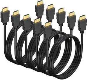 4K HDMI Cable 3.3 FT 5-Pack Shielded HDMI TV Cord Gold-Plated HDMI 2.0 Male Cable 120Hz ARC & CL3 Rated HDCP 2.2 3D HDR| for Docking Station PC Monitor Switch Splitter PS4/5 Xbox Soundbar