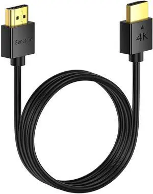 Slim HDMI Cable 10 ft High Speed (4K@60Hz 18Gbps) HDMI 2.0 Cord Thin Low-Profile Gold-Plated Connectors - 2K HDR ARC 3D for Gaming Monitor TV X-Box PS5/4/3 (10 Feet)