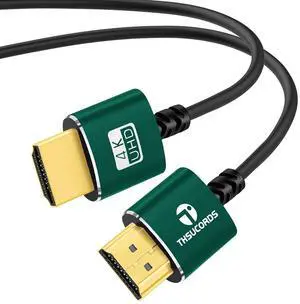 Slim HDMI Cable 10FT Ultra Soft & Thin HDMI to HDMI Cord Extreme Flexible & Skinny HDMI Wire Supports High Speed 4K@60Hz 18gbps 2160p 1080p