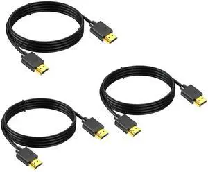 6 FT HDMI Cable 3-Pack 4K HDMI to HDMI Cable 6FT High Speed Shielded HDMI 2.0 Cord with 2k@165/144Hz HDCP 2.2 HDR ARC & CL3 Rated | for Laptop Monitor TV PS5 PS4 Xbox One Fire TV Soundbar
