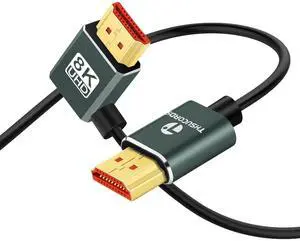Ultra Thin 8K HDMI 2.1 90 Degree Right Angle Cable 10FT Flexible Slim High Speed Cord Support 4K@120Hz 8K@60Hz Compatible with  TV/HDTV/PS5/Blu-ray