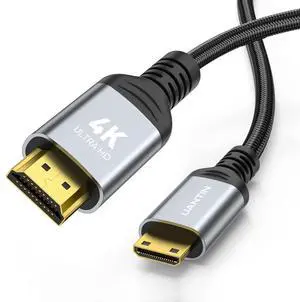 Mini HDMI to HDMI Cable 6FT 4K 60Hz High-Speed Mini HDMI to HDMI 2.0 Braided Cord 18Gbps Compatible with Camera Camcorder Tablet and Graphics/Video Card Laptop Raspberry Pi Zero W