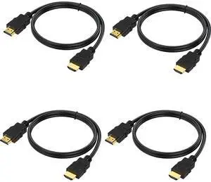 HDMI Cable 4 FT 4-Pack 4K HDMI 2.0 Cable 4FT Shielded HDMI 2.0 CL3 Rated Cord for Smart Monitor with Streaming TV 4K 1080P@144Hz ARC & CL3 Rated | for Laptop Monitor PS5 PS4 Xbox Soundbar