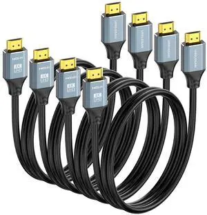 6FT HDMI Cable 4 Pack High Speed 4K HDMI 2.0 Cord Shielded Pack 6 FT with HDR Ethernet/ARC 3D HDCP 2.2-Compatible with PC Monitor /LG TV PS4/PS5 Xbox Switch Soundbar Protable Monitor