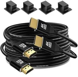 4K HDMI Cable 20FT 2Pack 4K @ 60 Hz in-Wall CL3 Rated HDMI 2.0 Cord High Speed HD Shielded Cord Compatible with  TV/Laptop/PC/HDTV and More