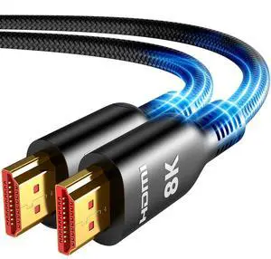 HDMI Cable 25FT Long 8K 4K Ultra HD High Speed HDMI 2.1 Cable 48Gbps Support 4K@120Hz 8K@60Hz RTX 3090 eARC 3D-Compatible with HDTV Projector Monitor and More