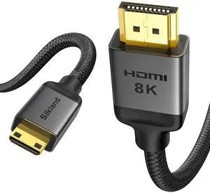 8K 4K Mini HDMI to HDMI Cable 6.6FT Mini HDMI 2.1 Cord [8K 60Hz 4K@240Hz 144Hz 120Hz Upgrade Braided] 48Gbps Compatible with Camera Camcorder Laptop Tablet Monitor Raspberry Pi Zero
