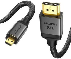 8K 4K Micro HDMI to HDMI Cable 6.6ft Micro HDMI 2.1 Adapter [8K@60Hz 4K@240Hz 144Hz 120Hz] 6K 5K 48Gbps HDR Compatible for  G8 G9 Camera Raspberry Pi 5 4 GoPro Hero Cam Link