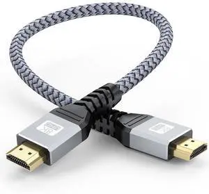 10K 8K Short HDMI Cable 1 Foot HDMI Cable 1FT HDMI 2.1 Cord 8K@60Hz Ultra High Speed HDMI to HDMI 48Gbps (4K@120Hz 2K@144Hz eARC HDR 3D) for Laptop Monitor Switch TV PS5/PS4 Xbox