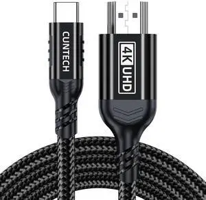 4K@60Hz USB C to HDMI Cable 6.6FT [Thunderbolt 3/4 Compatible] for MacBook Pro/Air with iPhone 16 Pro/15 Pro/Max Surface  Galaxy USB Type C Laptop Tablet Cell Phone