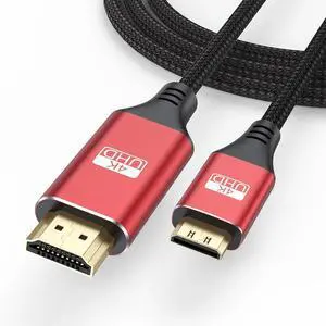 Mini HDMI to HDMI Cable 3FT 4K HDMI to Mini HDMI 18Gbps High Speed Mini HDMI Cable 4K@60Hz 2K for Camera Camcorder Tablet Laptop Monitor HDTV Graphics (Nylon Braided HDMI 2.0 Cord)