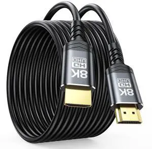 Long HDMI Cable 20 FT 8K HDMI 2.1 Cable 20 Foot High Speed HDMI Shielded Cord (48Gbps in-Wall CL3 Rated 8K@60Hz 4K@120Hz HDCP2.2&2.3 HDR eARC) for  TV/Laptop/PS5/Monitor/HDTV/PC