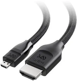 48Gbps 8K Micro HDMI to HDMI 2.1 Cable - 6.6ft Supports 8K@60Hz / 4K@240Hz with HDR MicroHDMI Cable Works with Digital Camera GoPro Raspberry Pi 5 / Pi 4 Tablet and Laptop