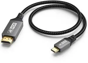Short USB C to HDMI Cable 1FT [4K@60Hz] USBC to HDMI Cable Type C to HDMI Cord Compatible with Thunderbolt 3/4/5 iPhone 16/15 Series/MacBook Pro Air/Mac mini 2024/iPad Pro/Pixel/Galaxy S25