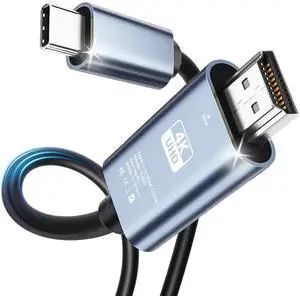 6.6FT HDMI Cable Adapter for iPhone 15 to HDTV 4K USB C to HDMI Video Cable Thunderbolt 3 & 4 Compatible for iPhone 15/16 Series MacBook Pro/Air iPad Pro Surface Book 2 Galaxy S23 and More