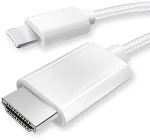 iPhone to HDMI Cable 1080P@60Hz HD Display Sync Screen Connector for iPhone 14 13 12 11 X iPad to TV HDTV Monitor Projector Plug & Play Digital AV Adapter