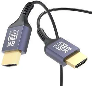 Ultra Thin HDMI Cable 2FT 8K Short HDMI 2.1 Cable 2 Foot Flexible Slim HDMI Cord 48Gbps High Speed 8K@60Hz 4K@120Hz 2K@240Hz 1080P HDR eARC for HDTV Monitor Camera HDMI Switch