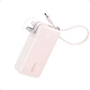 Nano 3-in-1 Portable iPhone Charger 10 000mAh Power Bank with Built-in USB-C Cable and Foldable Wall Plug 30W Max Battery Pack Travel Essentials for iPhone 16/15 Series Galaxy MacBook