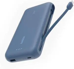 Portable Charger Power Bank with Integrated Cable 20000 mAh 30W - Fast Charging USB C Power Delivery iPhone Charger - iPhone 16 Series iPad Pro Galaxy S25 Series & More - Blue