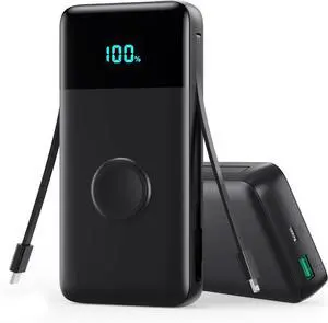 Portable Charger 40800mAh for iPhone with 2 Built-in Cable and iWatch Charger 5-in-1 25W PD Fast Charging USB C Power Bank QC4.0 LED Display Battery Pack for iPhone 16/15/14/13/12 Android  Watch